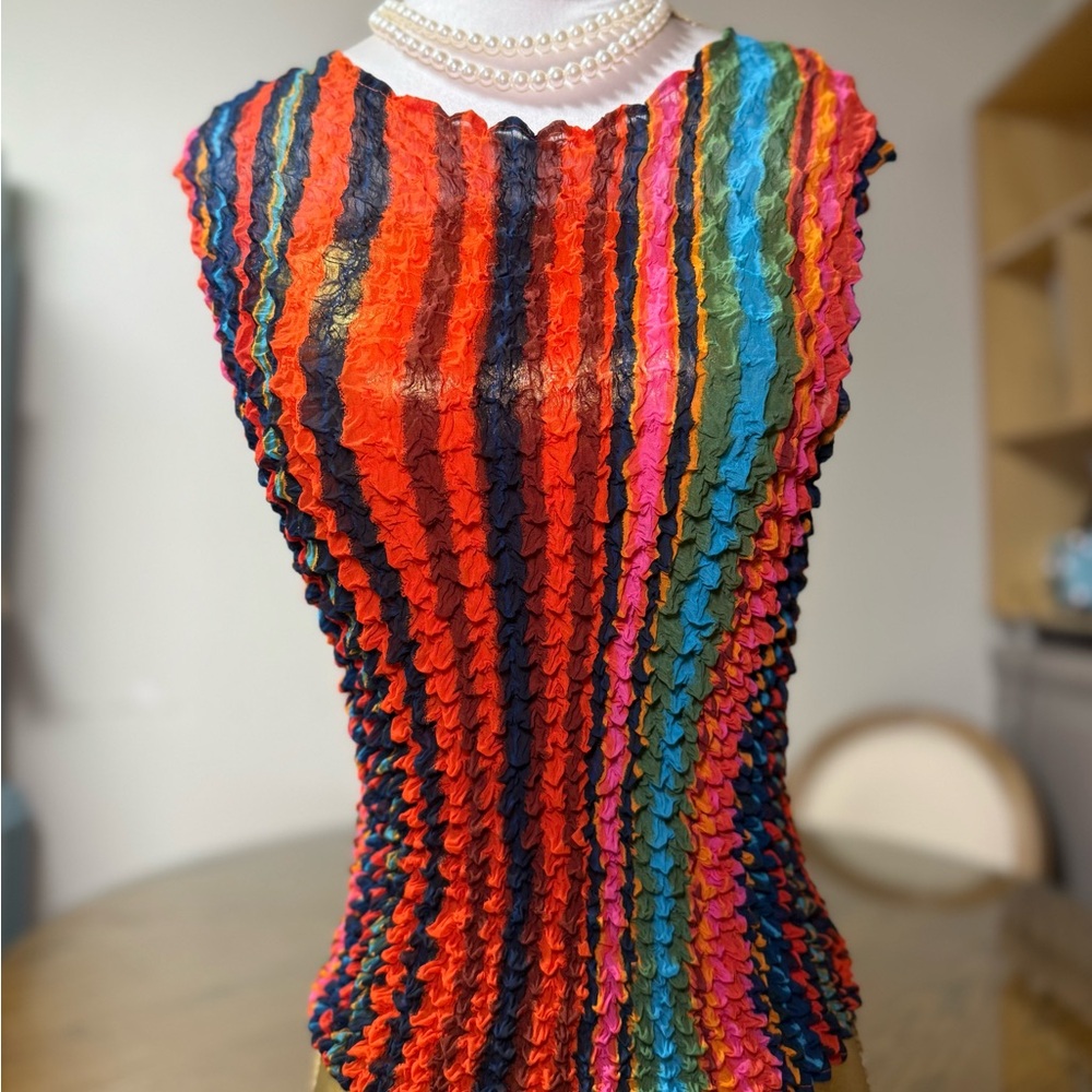 Y2K Multicolor Bubble Textured Women's Top Vintage
